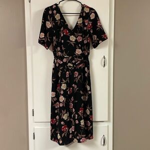 Black and Floral Midi Dress size M